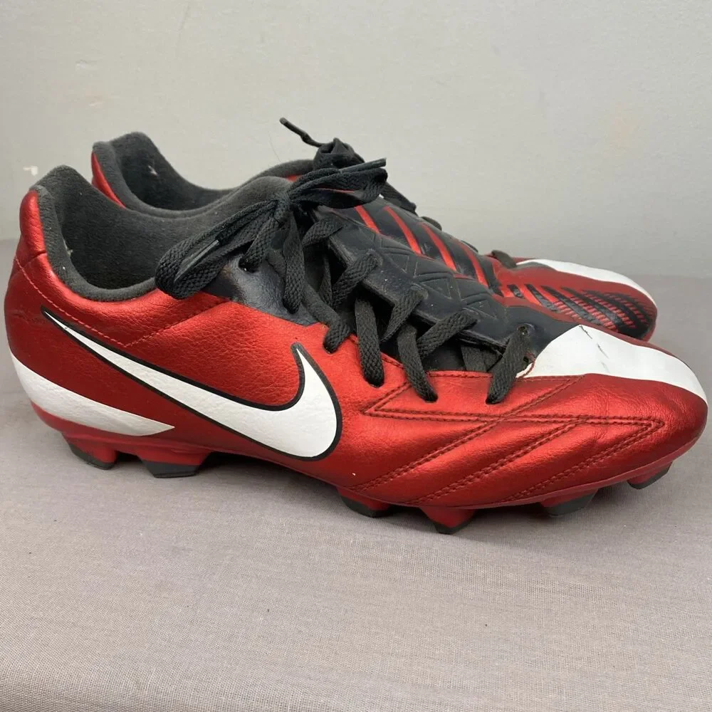 Nike Soccer Cleats 5.5Y red Lace Total 90 shoot IV‎ t90 472567-610 VTG